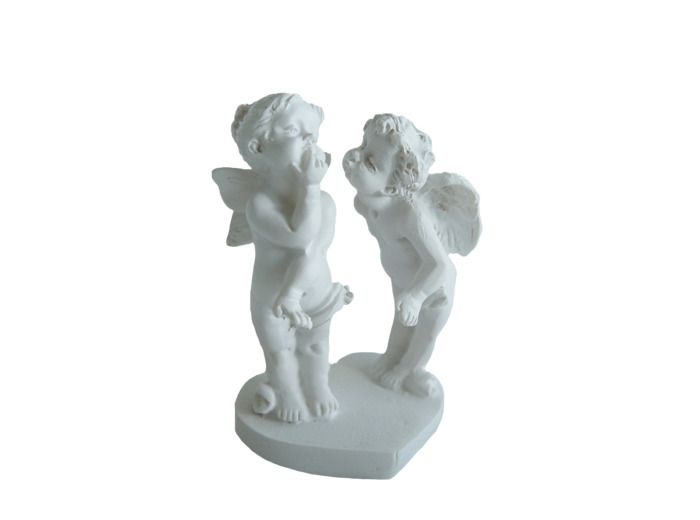 Statue en Résine 9cm - 2 ANGES BISOU SUR LA JOUE