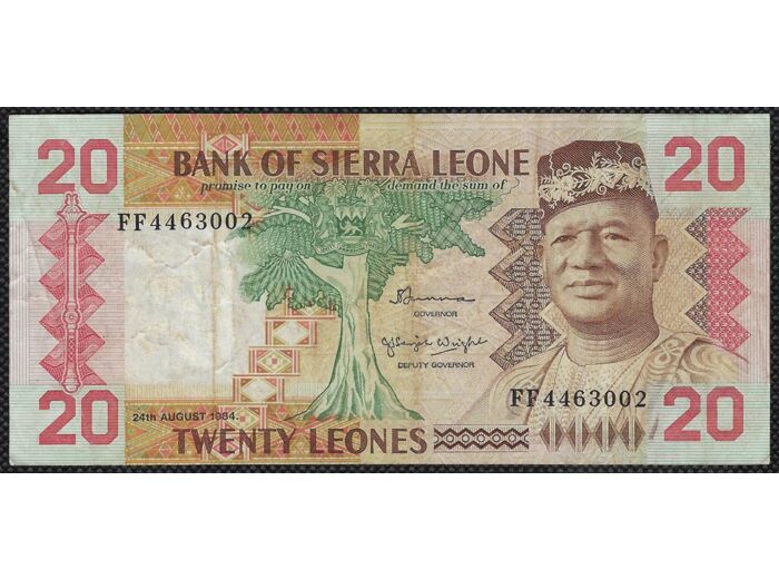 SIERRA LEONE 20 LEONES 24-8-1984 SERIE FF TTB (W14b)