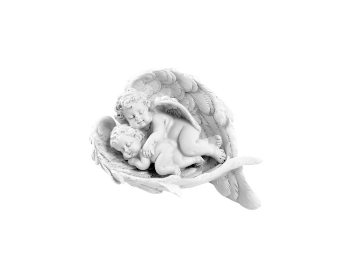 Statue en Résine 13cm - Couple Anges Dans Aile