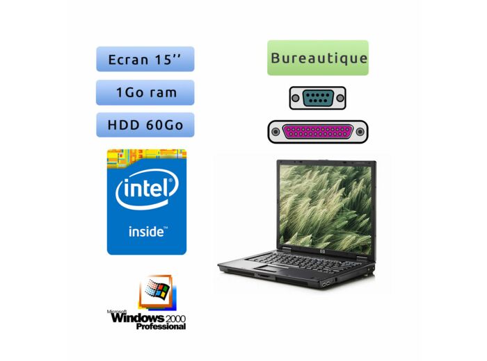PC Portable HP Compaq - Windows 2000 - 1.66Ghz 1Go 60Go - 15 - Port Serie et Parallele - Ordinateur