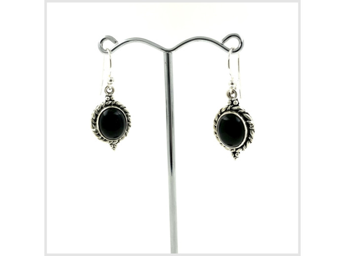 Boucles d'oreilles Onyx et Argent Massif