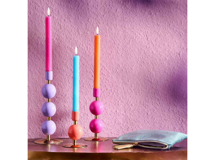 Bougeoir Pia métal violet 10x10x24cm