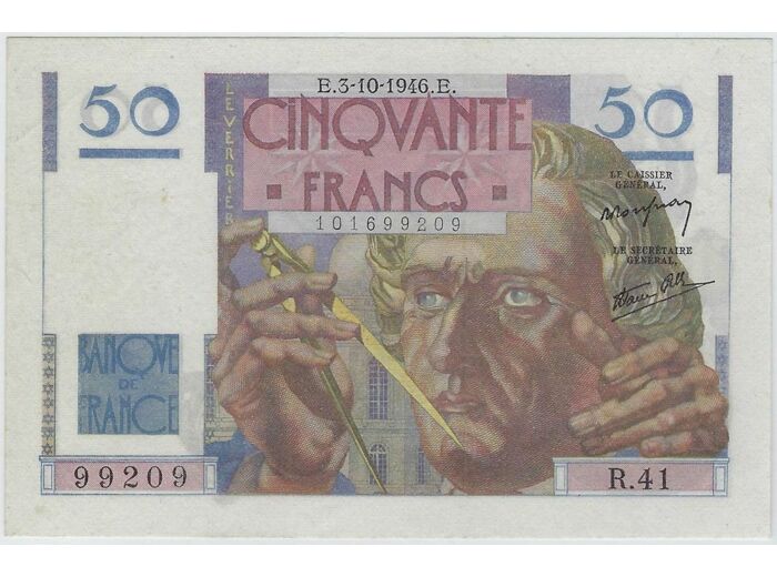 FRANCE 50 FRANCS LE VERRIER 3-10-1946 R.41 SUP