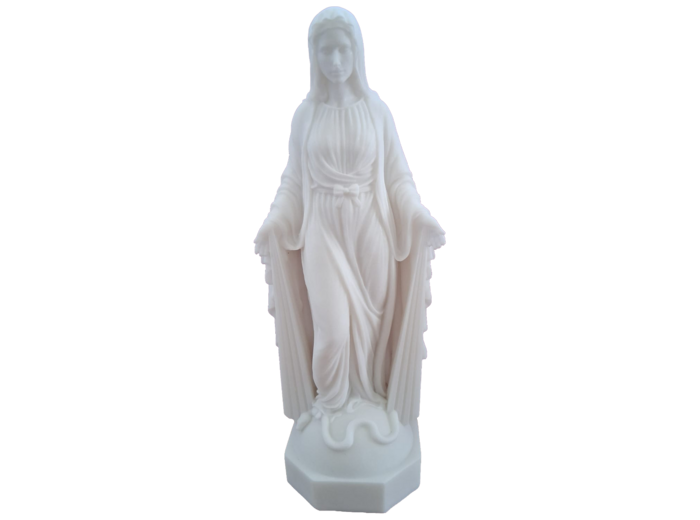 Vierge Miraculeuse avec Rayons - Statue en Albatre 17cm -Blanche