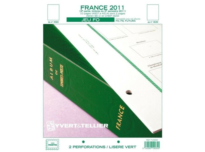 FEUILLE COMPLEMENTAIRE FRANCE 2011 FS 2eme partie (SANS POCHETTE) YVERT