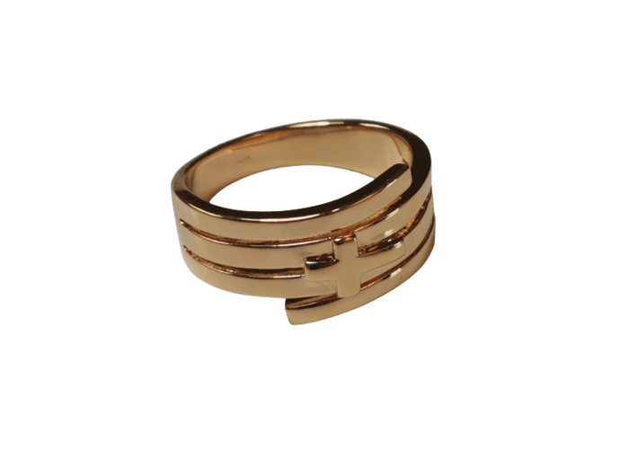 Bague Multi-Rangs en Plaqué Or Taille 62 - CROIX