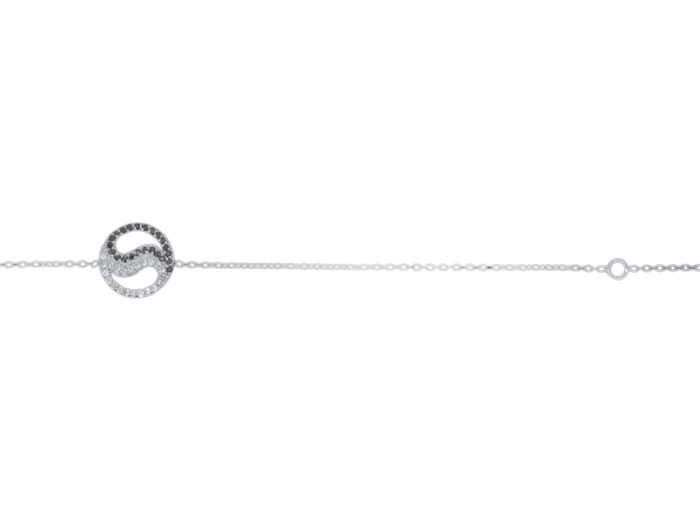 Bracelet en Argent 925 - YIN YANG  STRASS
