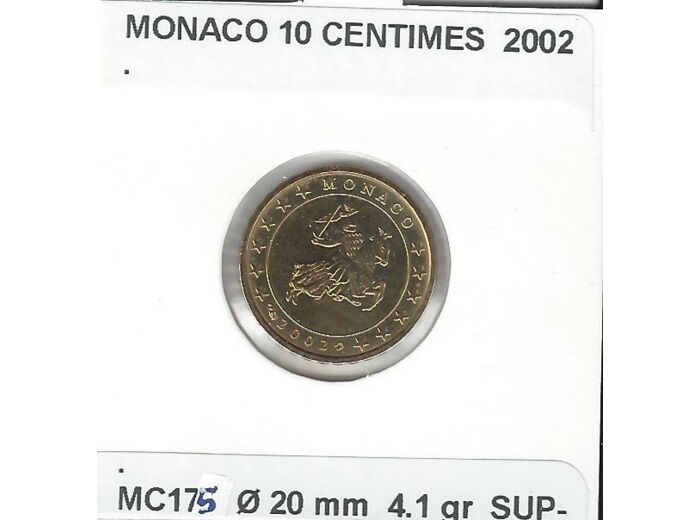 MONACO 2002 10 CENTIMES SUP-