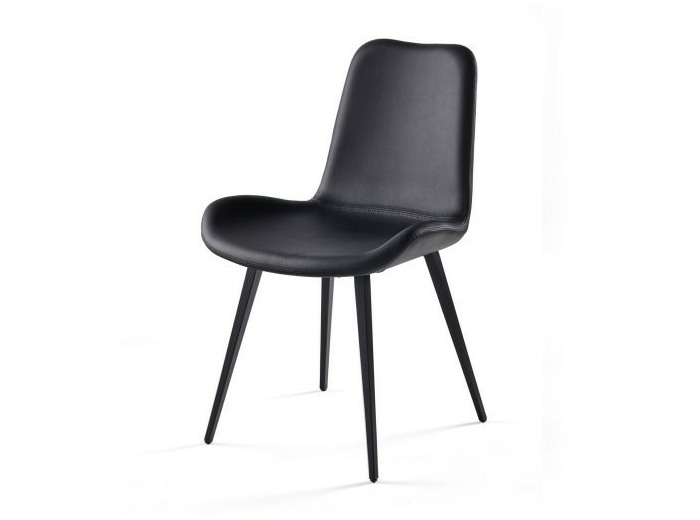 chaise FOREZE pietement Q noir coque revetue ecopelle noir