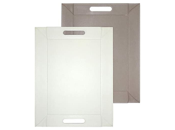 Plateau bicolore réversible - Taupe et Crème - 55 x 41