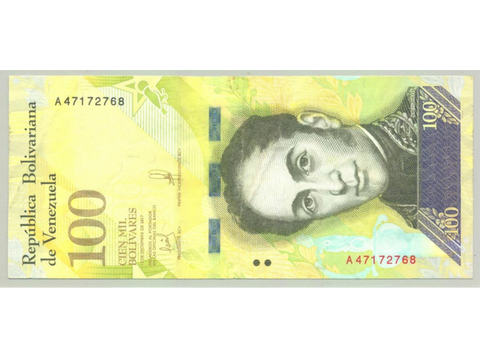 VENEZUELA 100000 BOLIVARES 13-12-2017 SERIE A SUP
