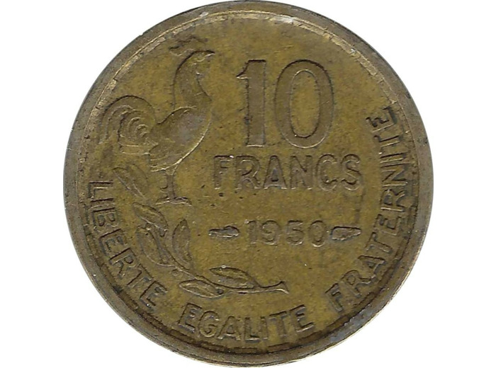FRANCE 10 FRANCS GUIRAUD 1950 TTB