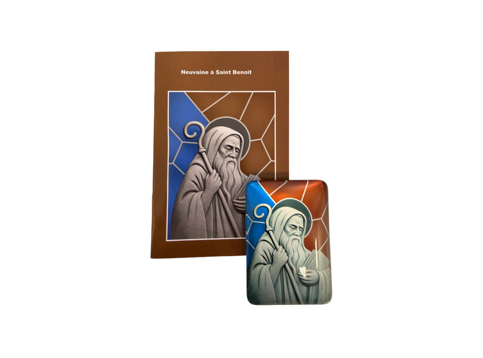 Magnet en Verre 48x68mm + Livret Neuvaine - Saint Benoît