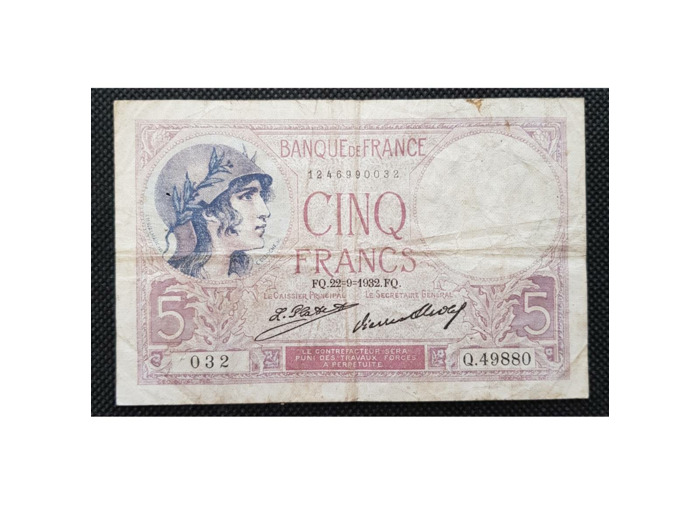 FRANCE 5 FRANCS VIOLET 22-9-1932 Q.49880 TB+ F 03/16