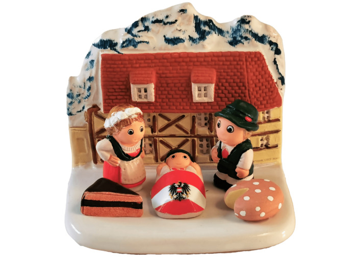 CRECHE en céramique BLOC 8x7cm- AUTRICHE