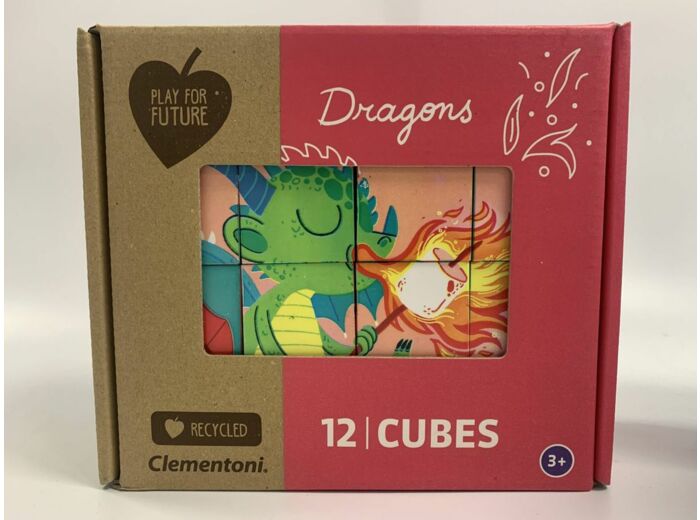 PUZZLE DE CUBES 12 PIECES DRAGONS PLAY FOR FUTURE de chez CLEMENTONI
