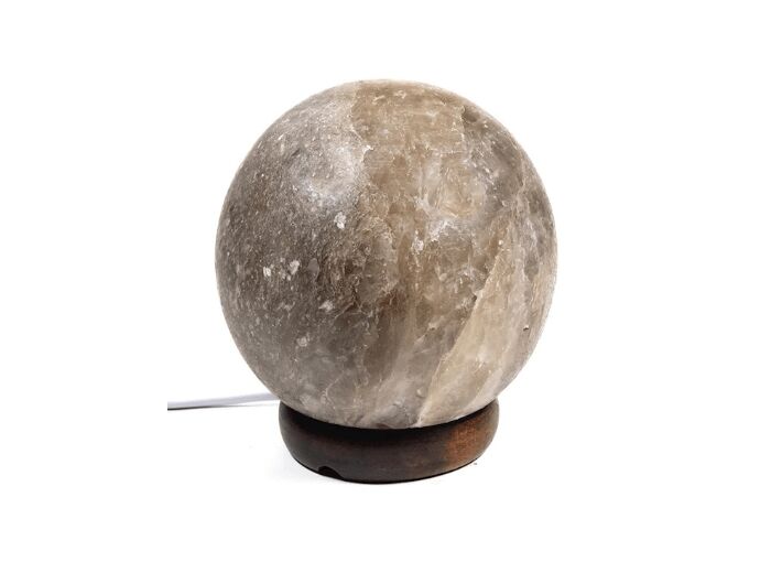 Lampe en cristal de sel sphère grise