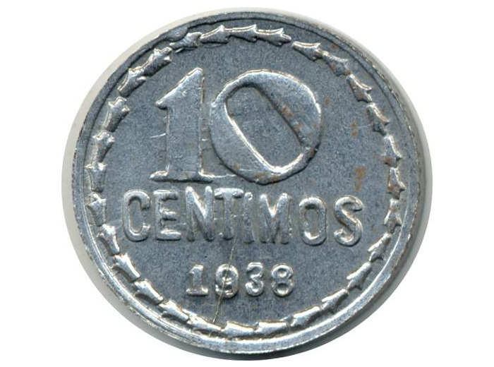 ESPAGNE REPUBLIC 10 CENTIMOS 1938 TTB+ REPRODUCTION (W756)