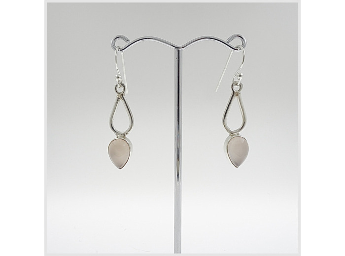 Boucles d'oreilles Quartz Rose et Argent Massif