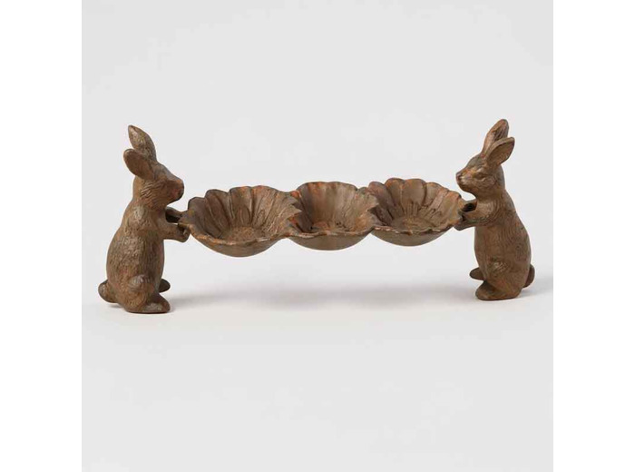 Mangeoire coquilles support lapin 41x11x15cm