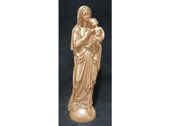 Vierge à l'enfant résine ton BOIS 20 cm