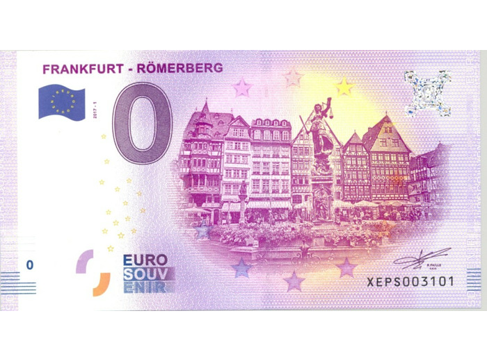 ALLEMAGNE 2017-1 FRANKFURT ROMERBERG BILLET SOUVENIR 0 EURO TOURISTIQUE NEUF