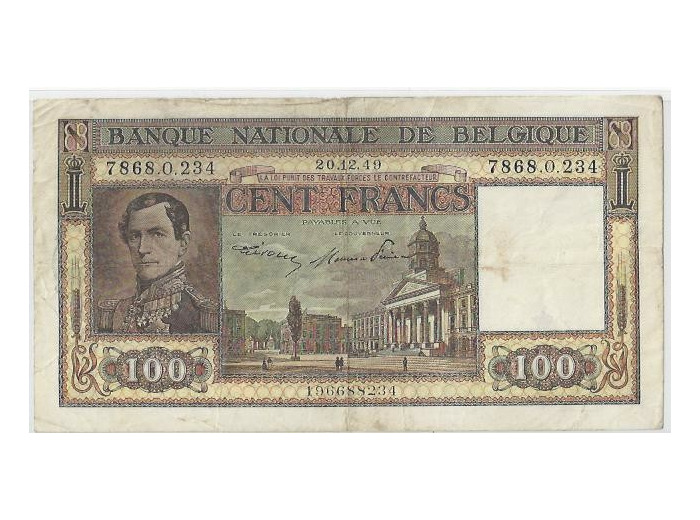 Belgique 100 FRANCS 20/12/1949 TB+