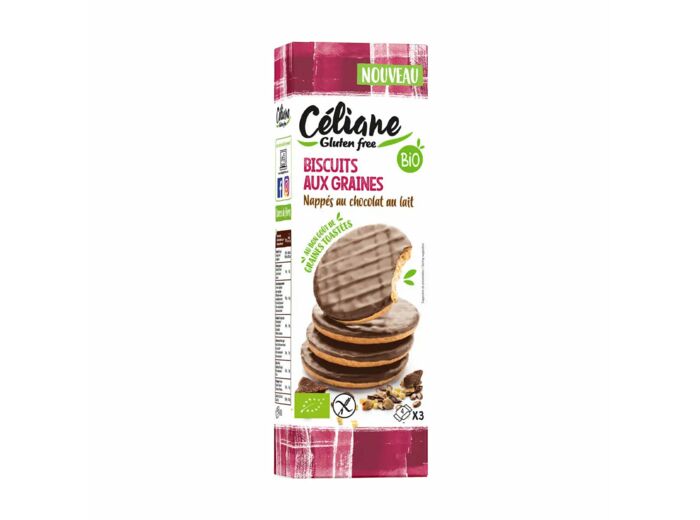 Biscuits sans gluten aux graines bio, chocolat au lait-150g-Céliane