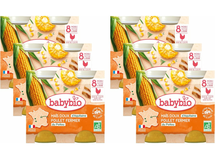 Maïs doux poulet pot 2x200g Babybio