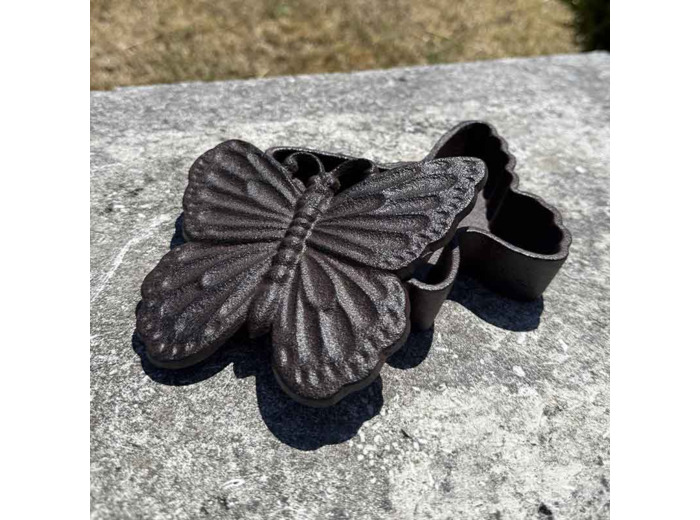 Cache clés papillon fonte marron 15x12x4cm