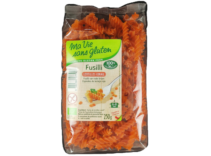 Fusilli Lentille Corail Sans Gluten Bio 250g