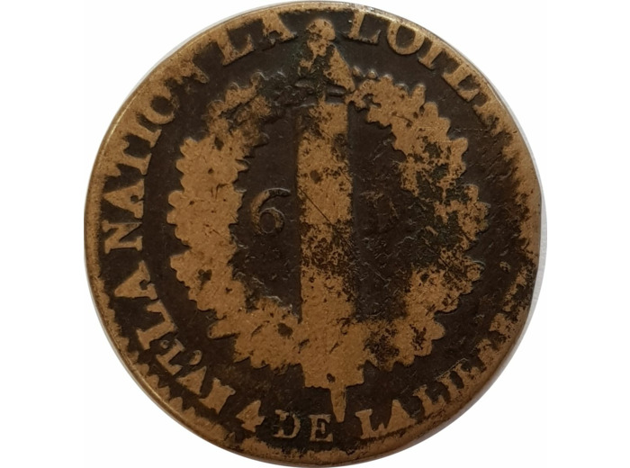 FRANCE 6 DENIERS FRANÇOIS 1792 I (Limoges) B+