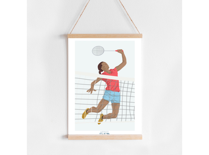 Affiche "Joueuse de badminton" - personnalisable