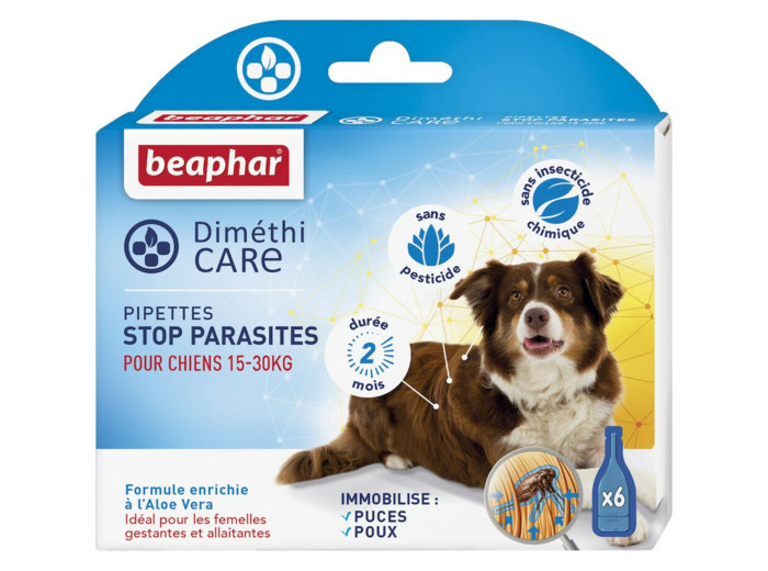 DIMETHICARE pipettes stop parasites pour Chiens (15-30kg) - 6 pipettes
