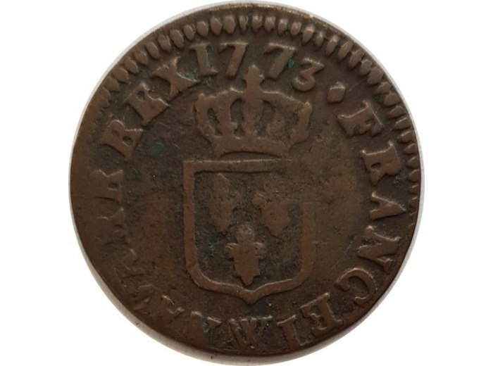LOUIS XV (1715-1774) LIARD A LA VIEILLE TETE 1773 W (Lille) TB