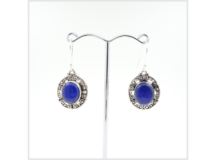 Boucles Lapis Lazuli en argent massif
