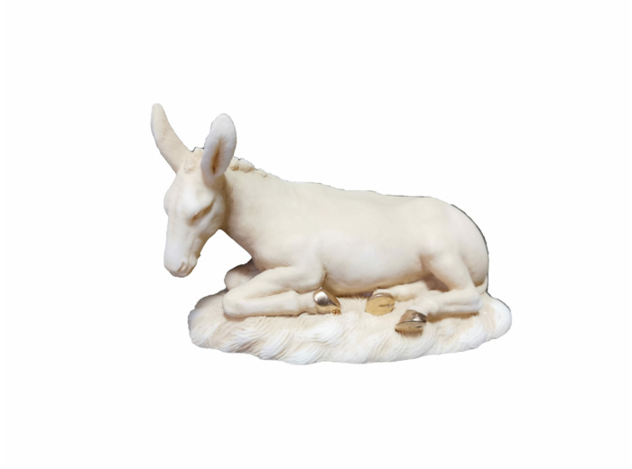 Ane en Albâtre pour crèche 20cm- Beige et Or