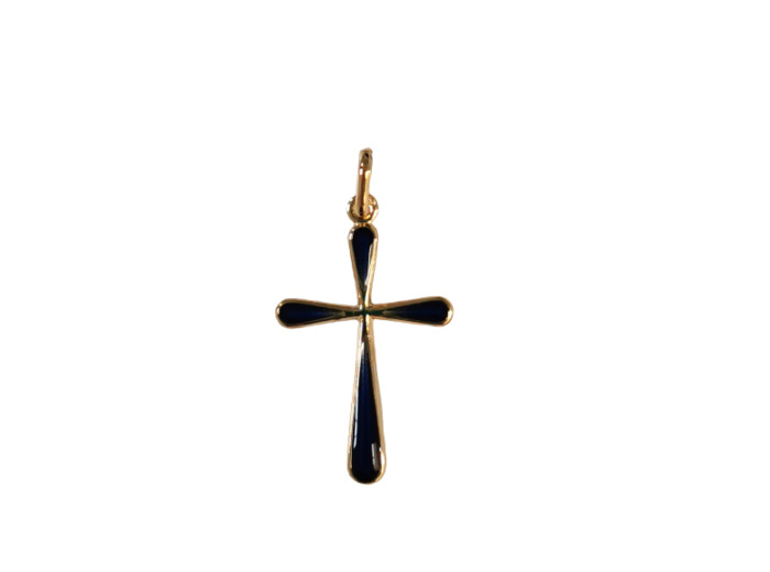 Croix en Plaqué Or 26mm - POLIE BLEUE