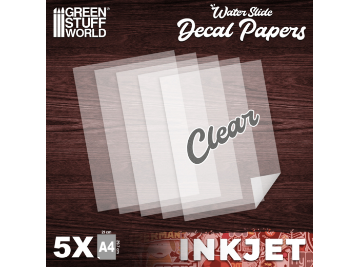 Decal Papers - Feuilles de décalcomanie transparente 5 pcs