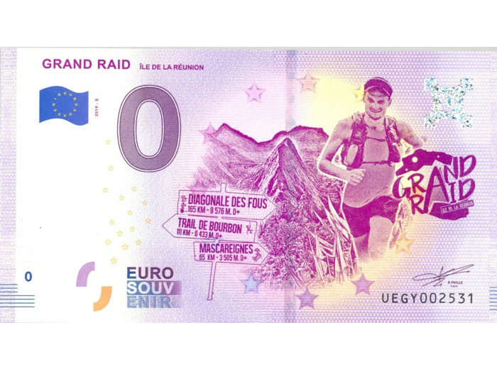 974 REUNION 2019-5 GRAND RAID BILLET SOUVENIR 0 EURO TOURISTIQUE NEUF