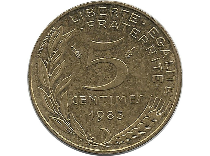 FRANCE 5 CENTIMES LAGRIFFOUL 1983 SUP/NC