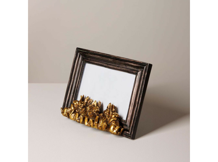 Cadre photo lapins dorés 10x15x6cm