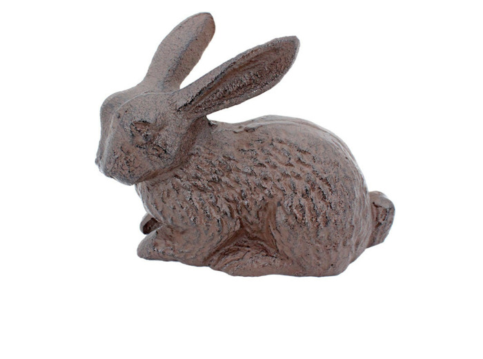 Lapin fonte patiné marron 14x7x10cm
