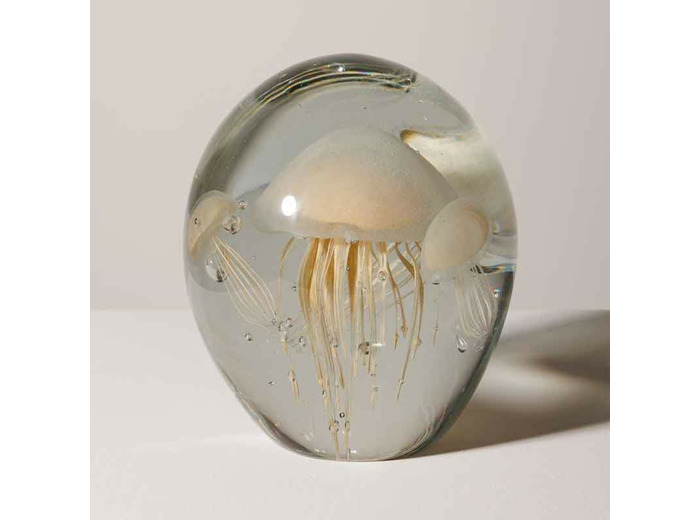 Sulfure méduse crème verre 16x13x13cm