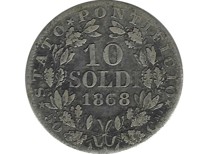 VATICAN 10 SOLDI 1868 XXII R TB+