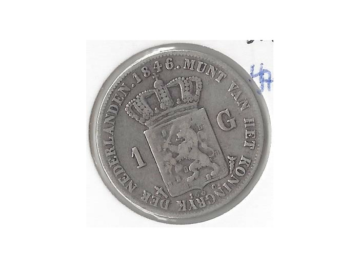 PAYS-BAS HOLLANDE 1 GULDEN 1846 harpon TB+