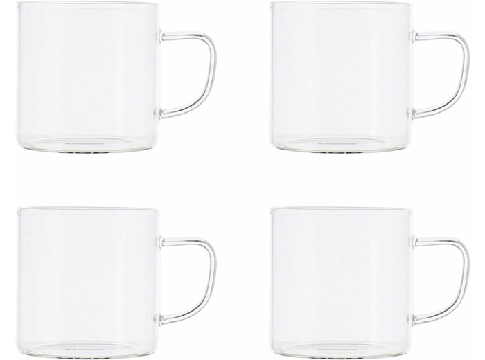 LOT DE 4 TASSES HELYA EN VERRE BOROSILICATE DE 25 CL