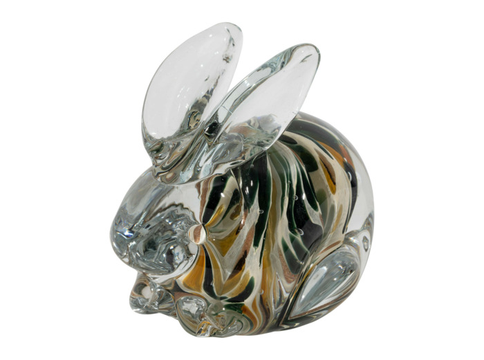 Presse papier lapin verre marron 11x7x10cm
