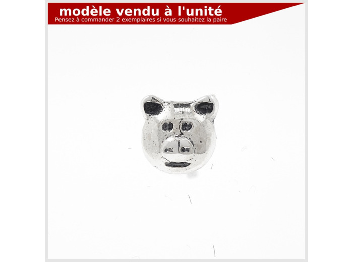 Puce d'oreille Cochon en argent massif