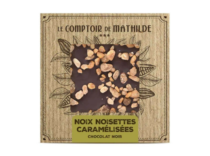 Tablette Chocolat Noir Noix Noisettes Caramélisées